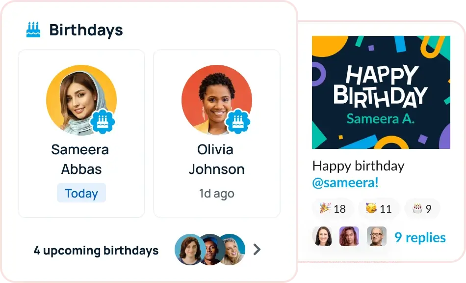 Employee birthday dashboard